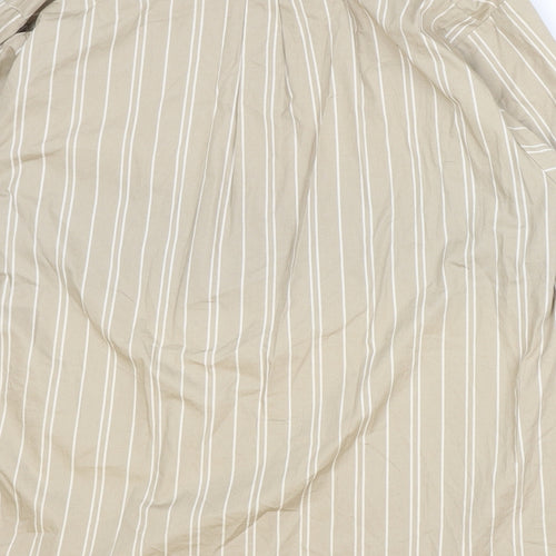 COLLUSION Womens Brown Striped 100% Cotton Basic Button-Up Size 8 Collared