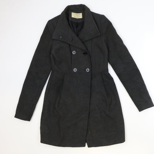 Zara Womens Grey Overcoat Coat Size XS Button