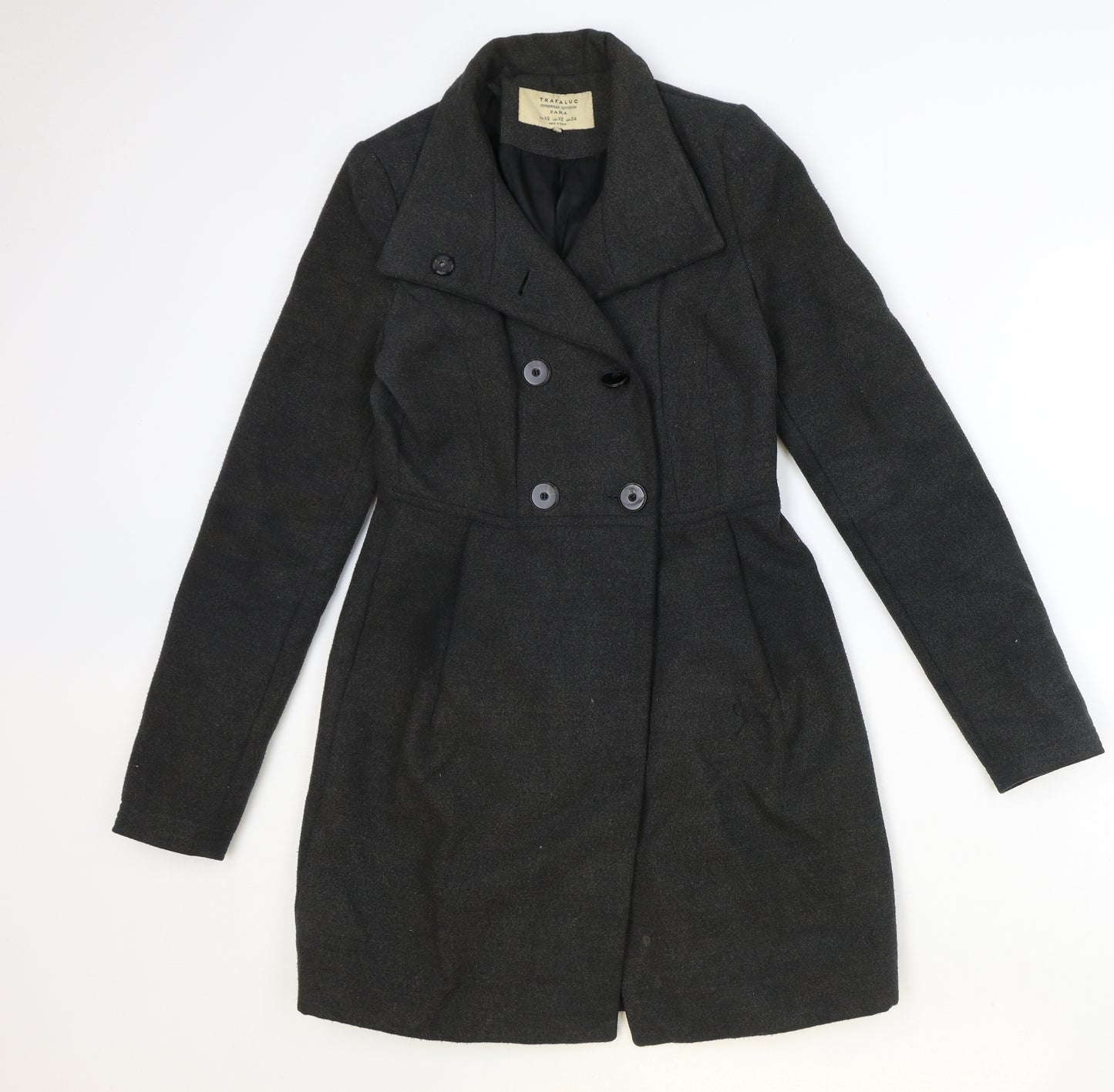 Zara Womens Grey Overcoat Coat Size XS Button