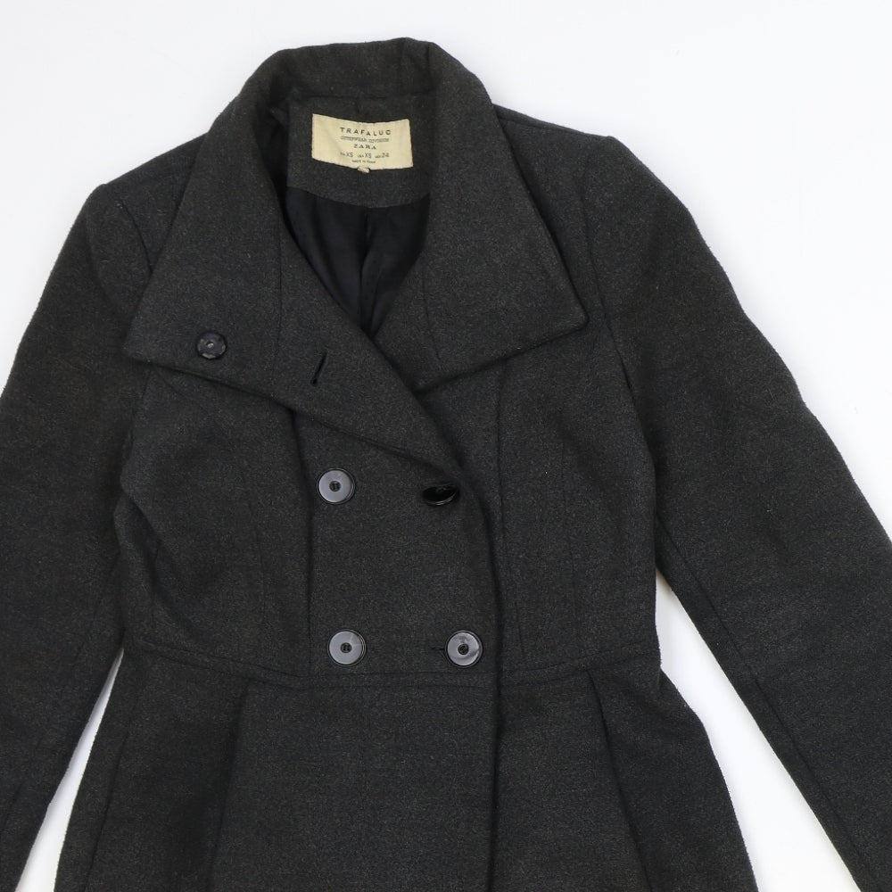 Zara Womens Grey Overcoat Coat Size XS Button