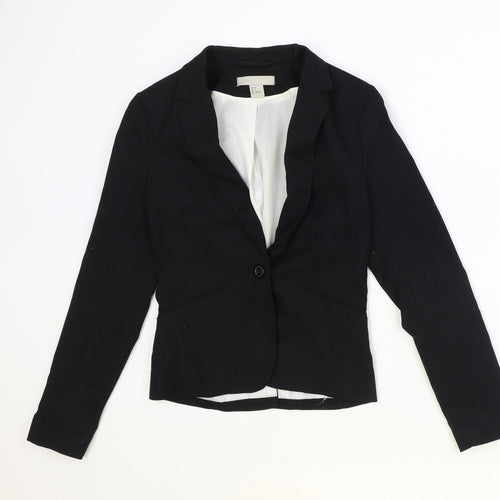 H&M Womens Black Polyester Jacket Blazer Size 6