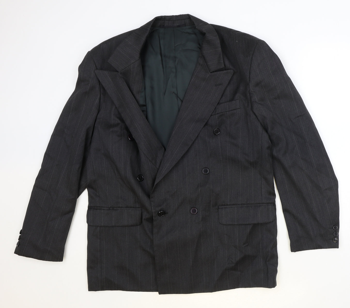 Horne Brothers Mens Green Striped Wool Jacket Suit Jacket Size 42 Regular