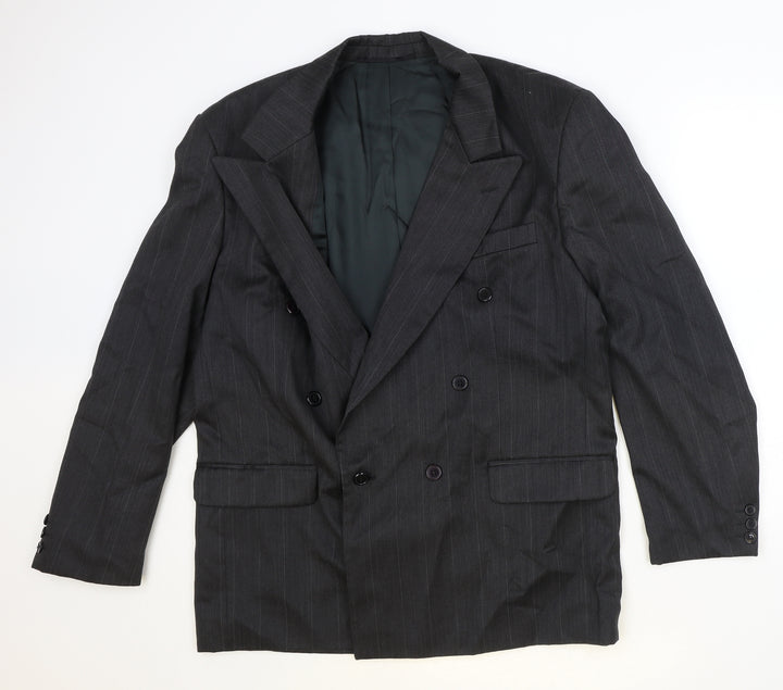 Horne Brothers Mens Green Striped Wool Jacket Suit Jacket Size 42 Regular