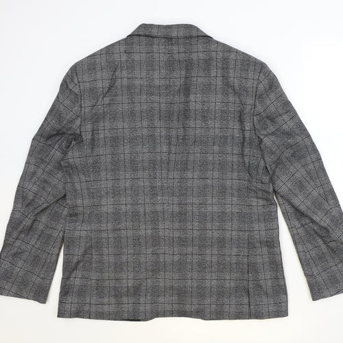 Marks and Spencer Mens Grey Plaid Polyester Jacket Suit Jacket Size 42 Regular