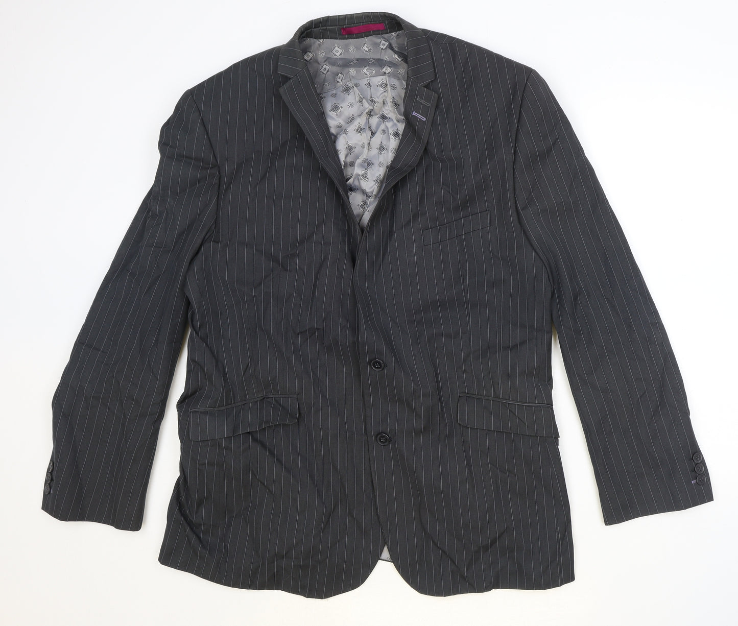 Red Herring Mens Green Striped Polyester Jacket Suit Jacket Size 46 Regular
