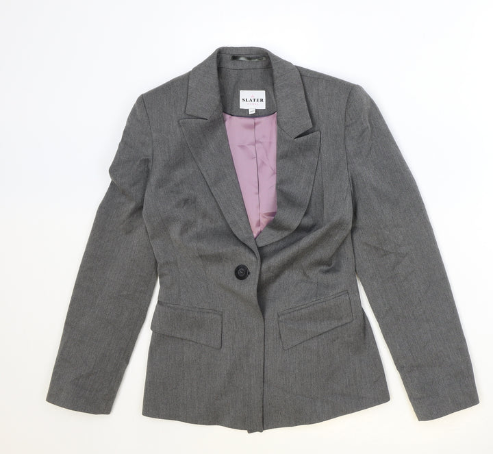 Slaters Womens Grey Polyester Jacket Blazer Size 6