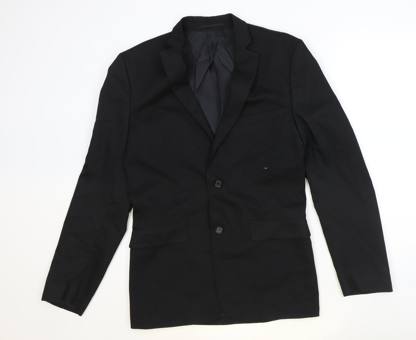Zara Mens Black Polyester Jacket Suit Jacket Size 48 Regular
