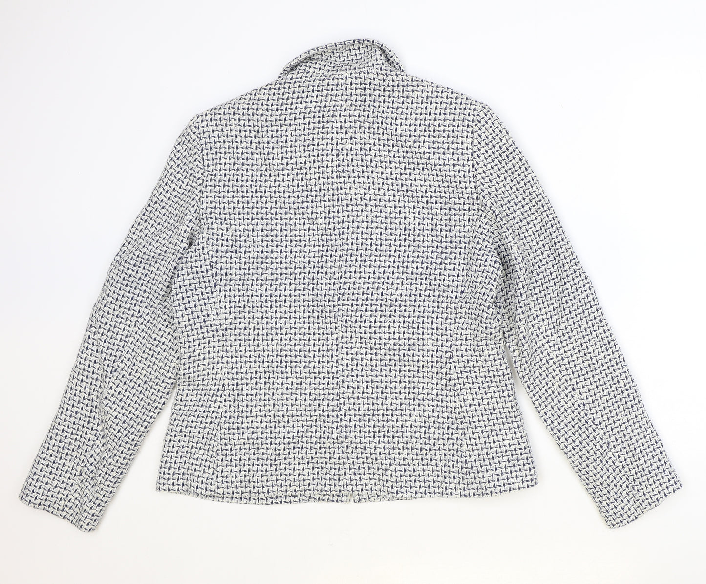 Marks and Spencer Womens Blue Geometric Jacket Size 14 Zip