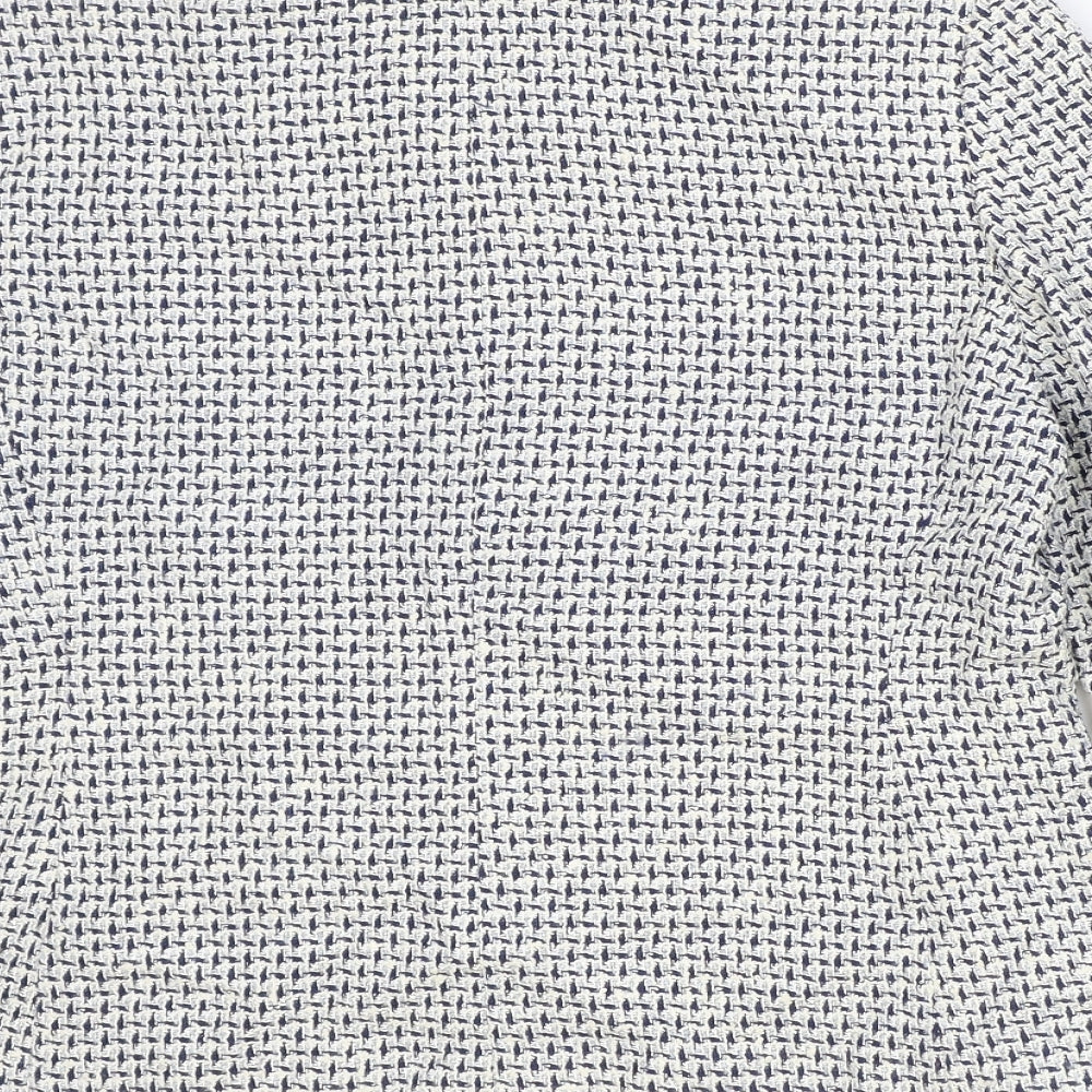 Marks and Spencer Womens Blue Geometric Jacket Size 14 Zip