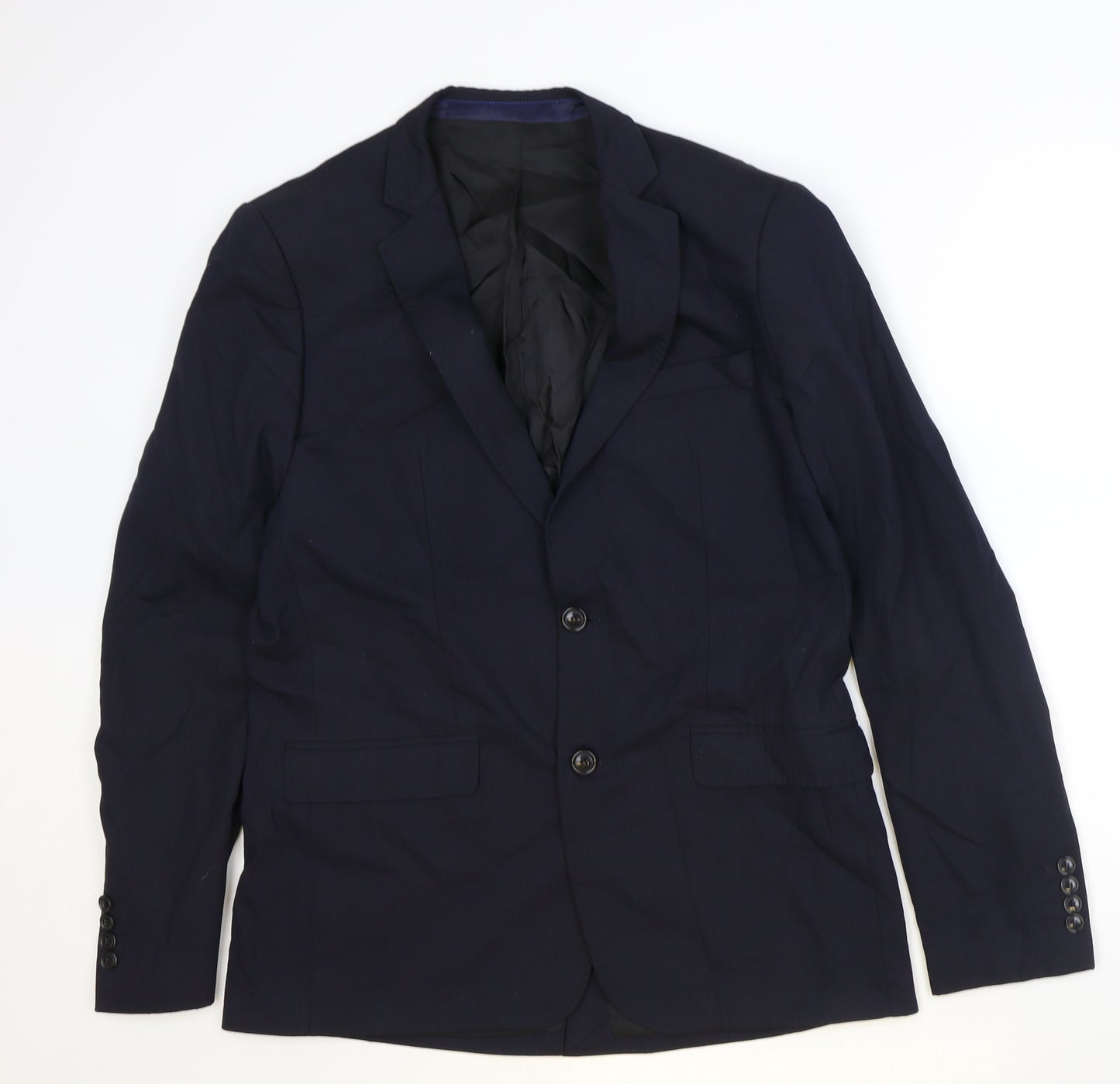 Zara Mens Blue Polyester Jacket Suit Jacket Size 42 Regular