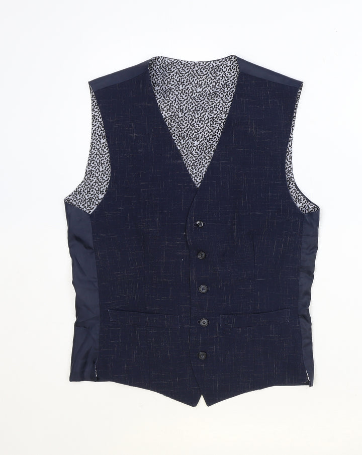 Limehaus Mens Blue Polyester Jacket Suit Waistcoat Size 36 Regular