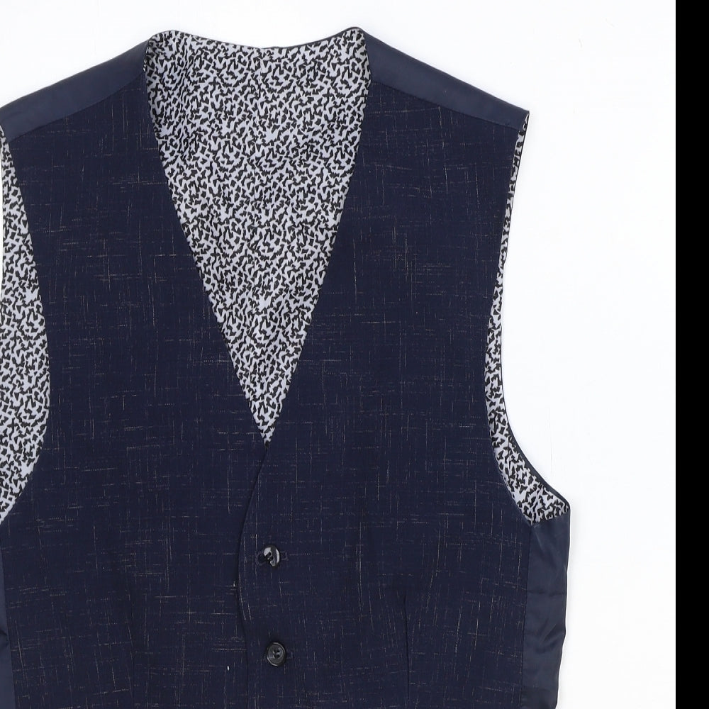 Limehaus Mens Blue Polyester Jacket Suit Waistcoat Size 36 Regular