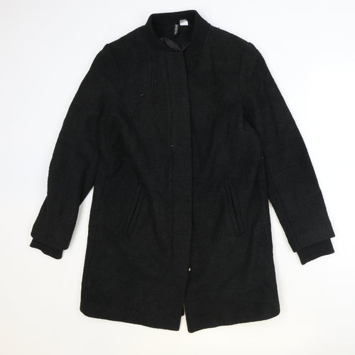 Divided Womens Black Overcoat Coat Size S Zip