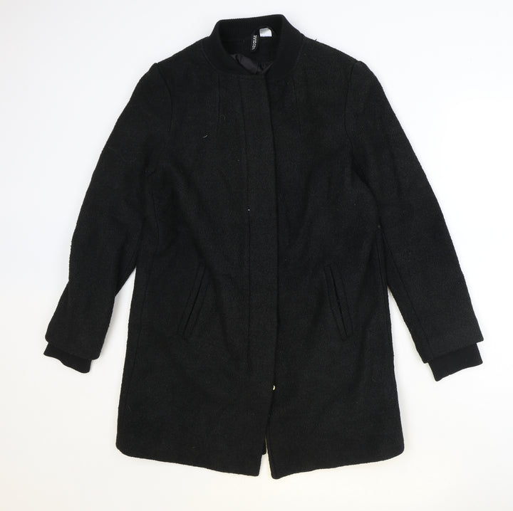 Divided Womens Black Overcoat Coat Size S Zip