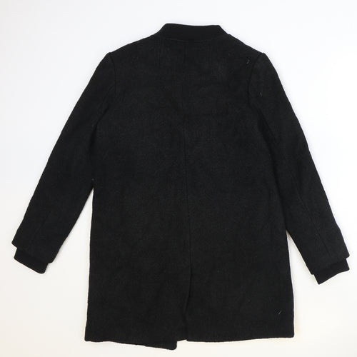 Divided Womens Black Overcoat Coat Size S Zip