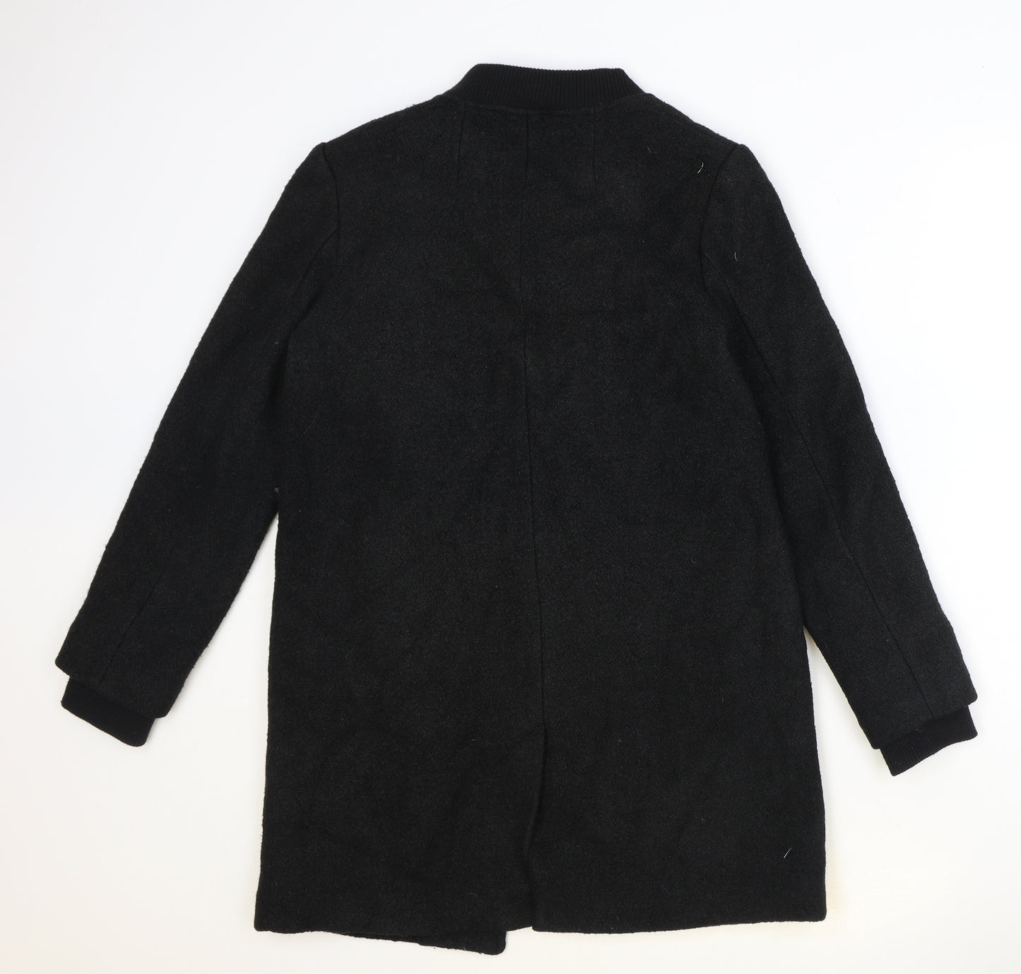Divided Womens Black Overcoat Coat Size S Zip