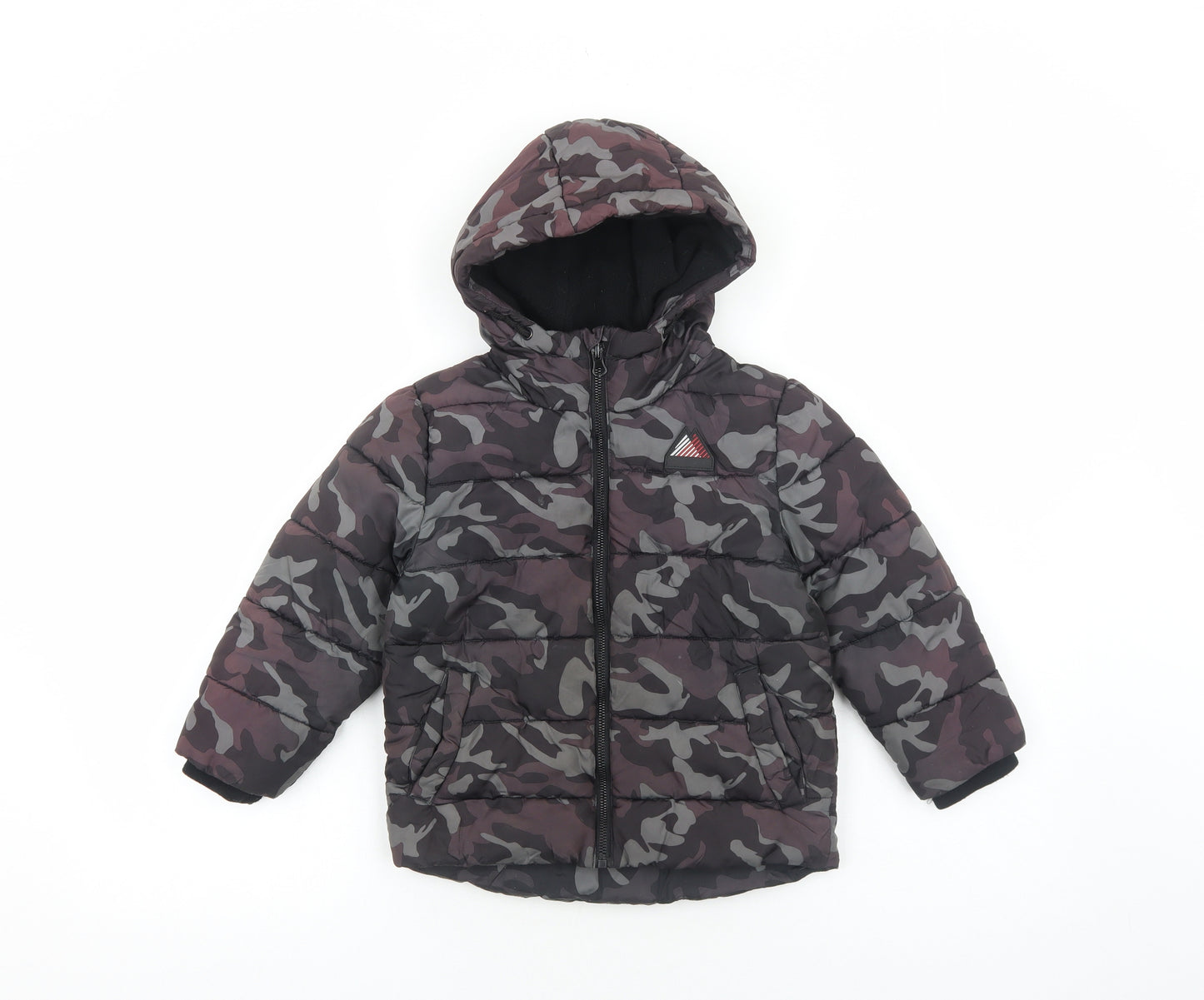 Nutmeg Boys Grey Camouflage Quilted Jacket Size 4-5 Years Zip