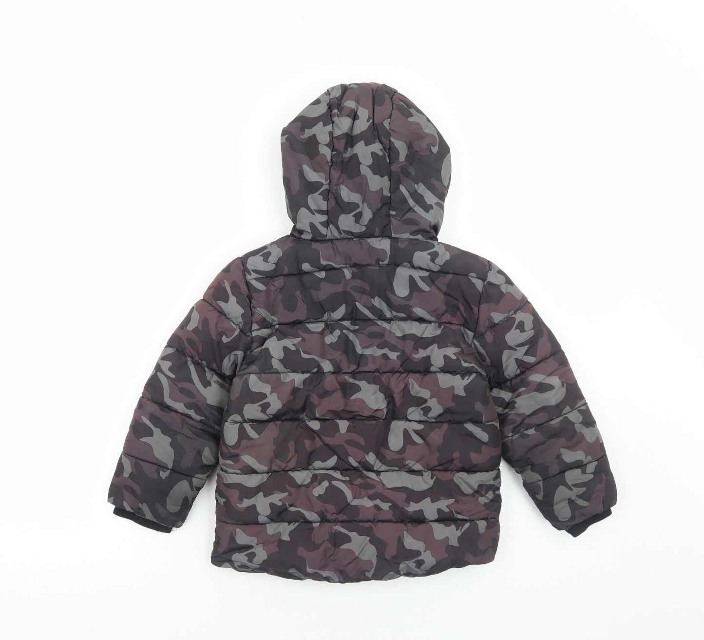 Nutmeg Boys Grey Camouflage Quilted Jacket Size 4-5 Years Zip