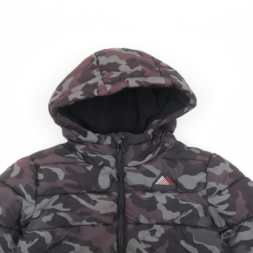 Nutmeg Boys Grey Camouflage Quilted Jacket Size 4-5 Years Zip