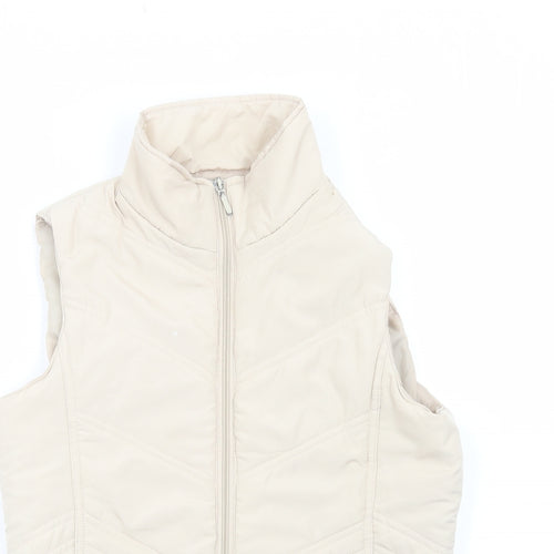 Mia Moda Womens Ivory Gilet Jacket Size S Zip