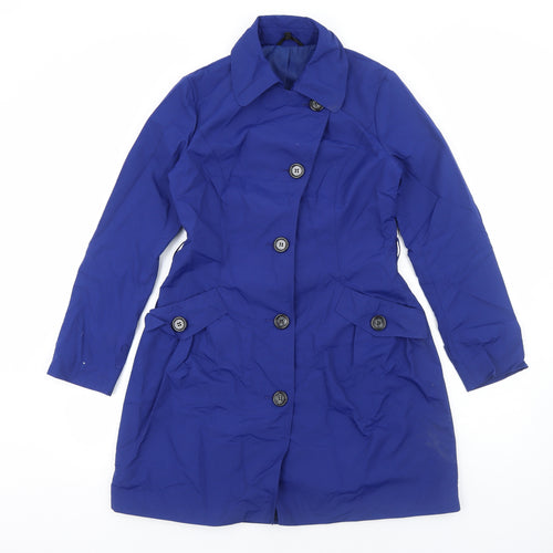 Marks and Spencer Womens Blue Trench Coat Coat Size 8 Button