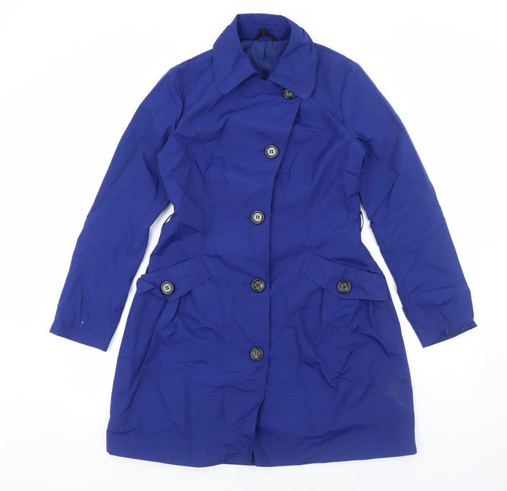 Marks and Spencer Womens Blue Trench Coat Coat Size 8 Button