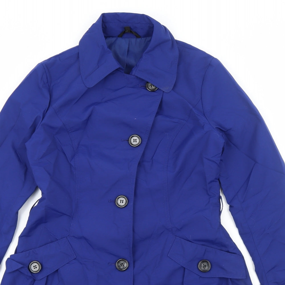 Marks and Spencer Womens Blue Trench Coat Coat Size 8 Button