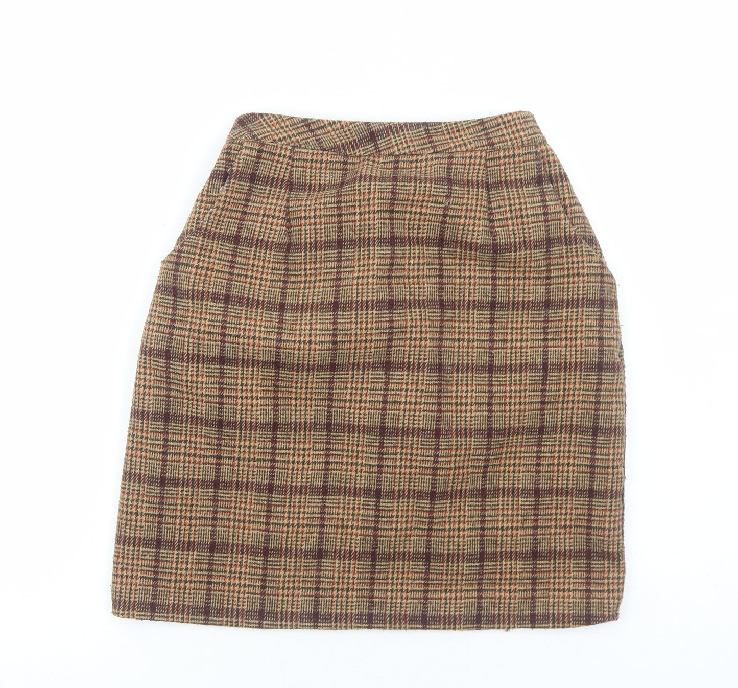 Citizens Edit Womens Brown Plaid Polyester Straight & Pencil Skirt Size M Zip
