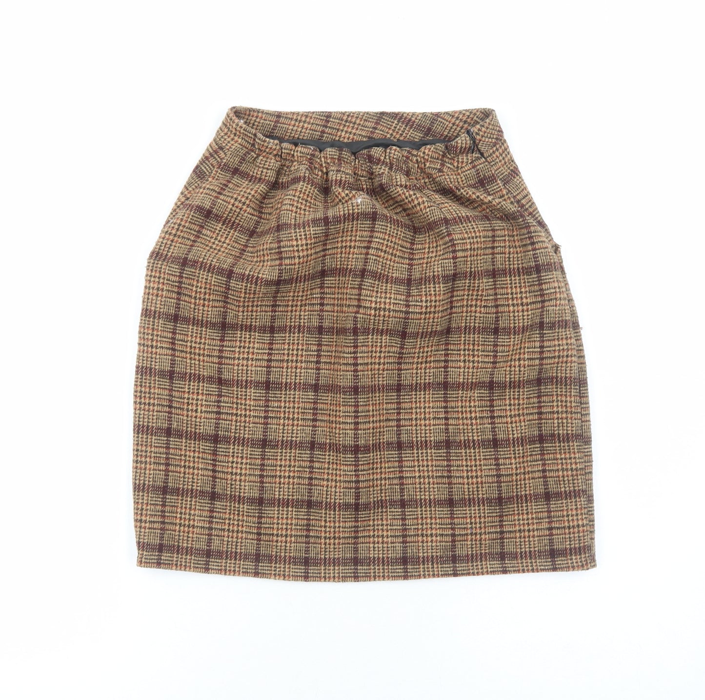 Citizens Edit Womens Brown Plaid Polyester Straight & Pencil Skirt Size M Zip