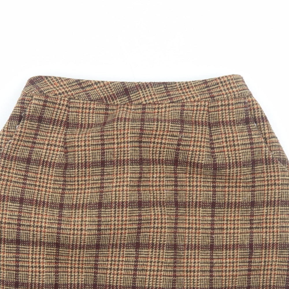 Citizens Edit Womens Brown Plaid Polyester Straight & Pencil Skirt Size M Zip