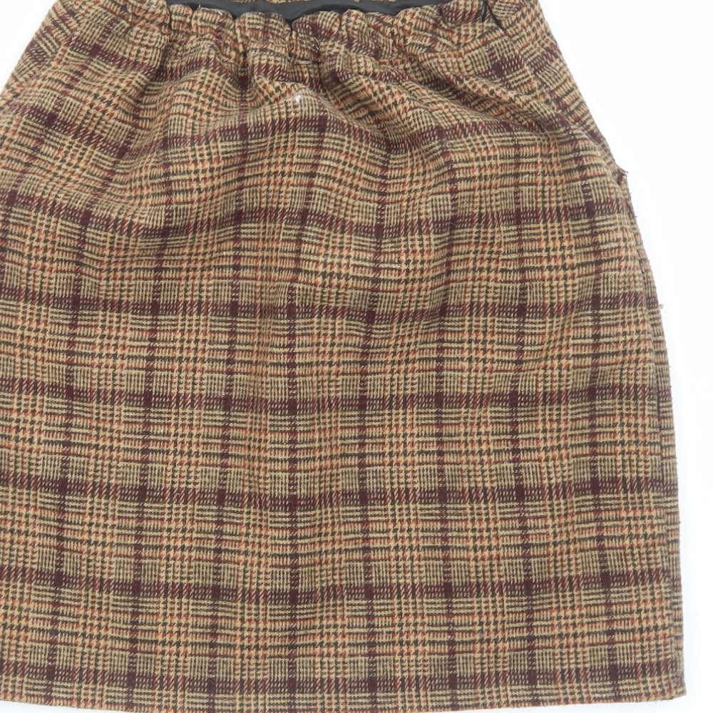 Citizens Edit Womens Brown Plaid Polyester Straight & Pencil Skirt Size M Zip