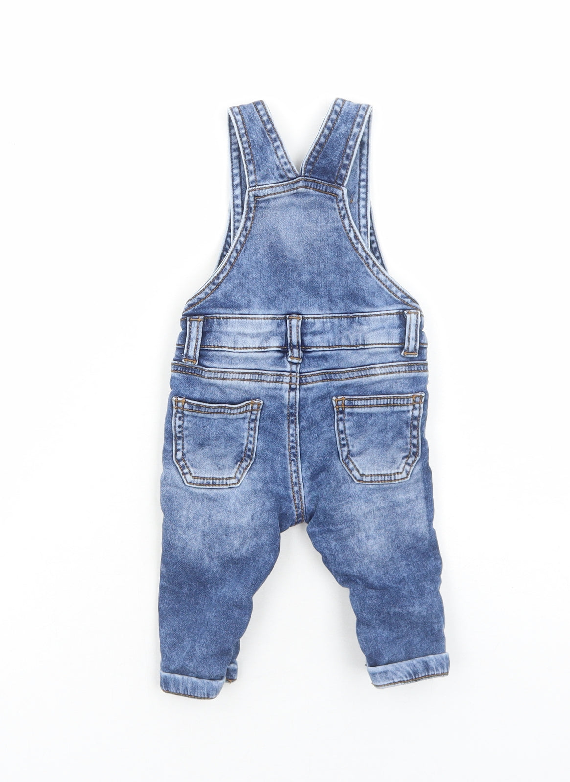 F&F Baby Blue Cotton Dungaree One-Piece Size 0-3 Months Button