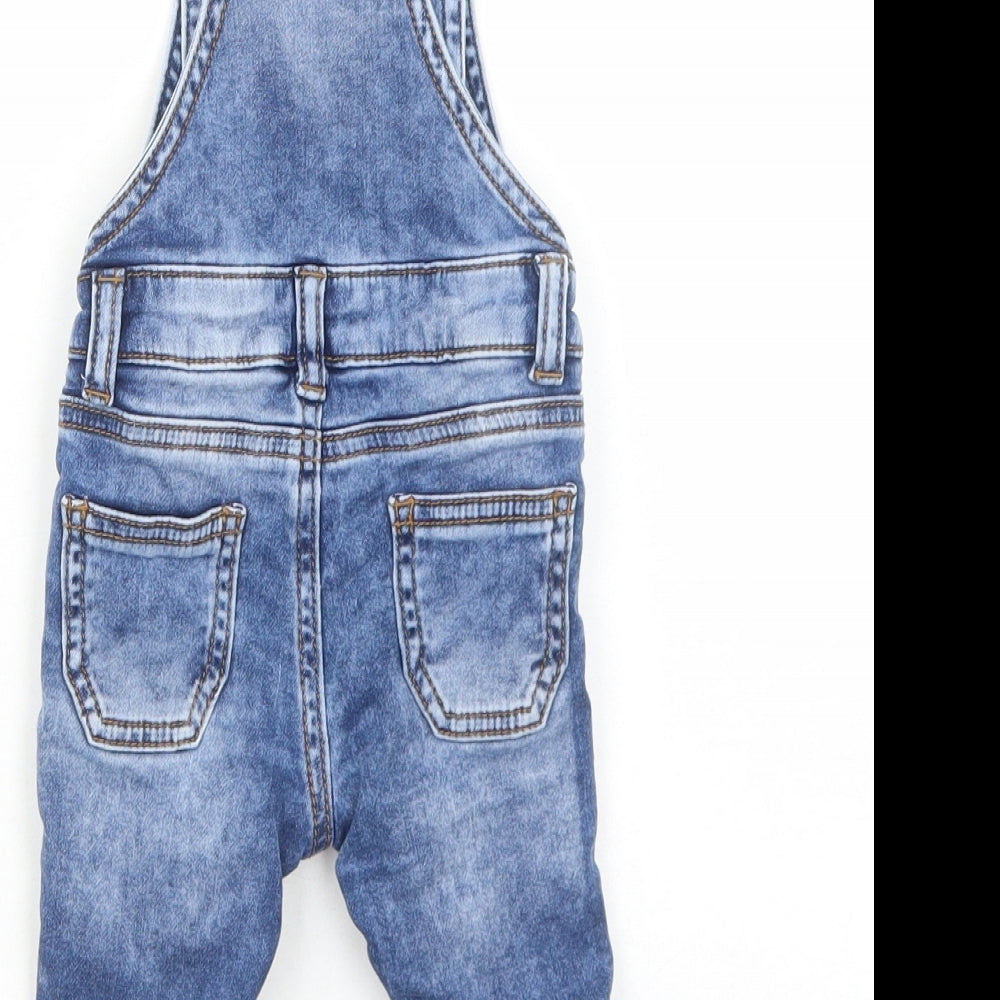 F&F Baby Blue Cotton Dungaree One-Piece Size 0-3 Months Button