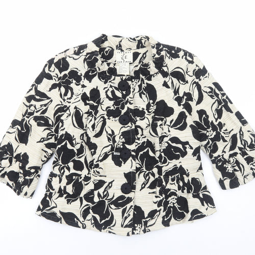 Ice Womens Ivory Floral Jacket Size 10 Button
