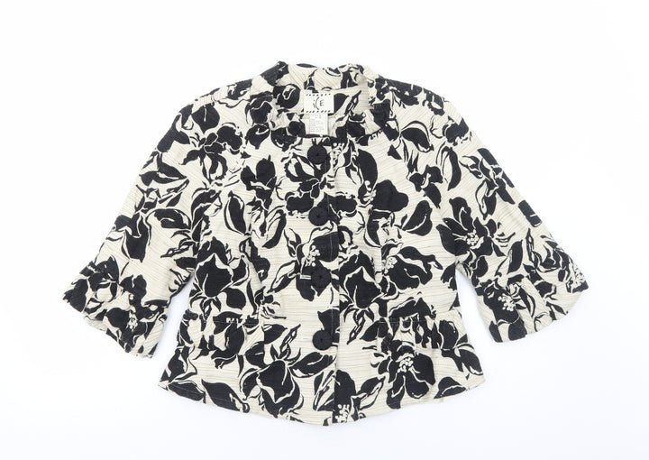 Ice Womens Ivory Floral Jacket Size 10 Button