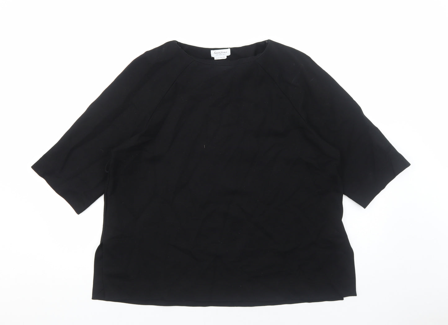 Seraphine Womens Black Viscose Basic T-Shirt Size 6 Scoop Neck