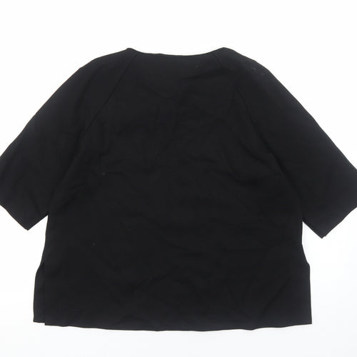 Seraphine Womens Black Viscose Basic T-Shirt Size 6 Scoop Neck