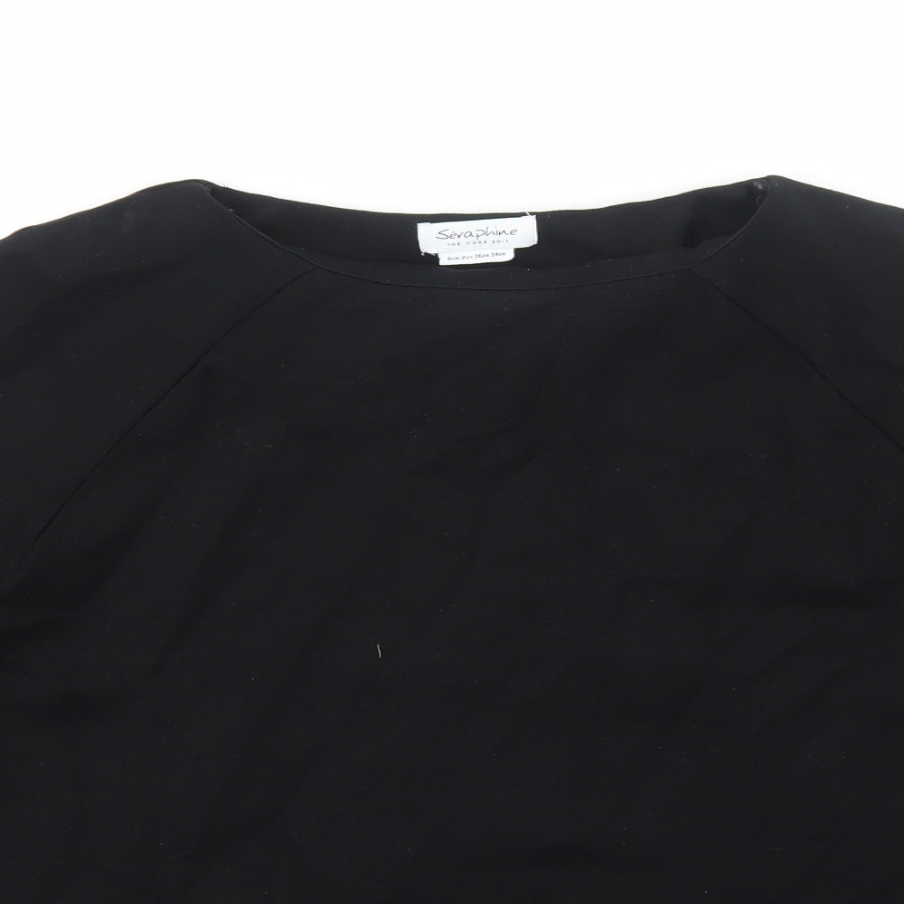 Seraphine Womens Black Viscose Basic T-Shirt Size 6 Scoop Neck