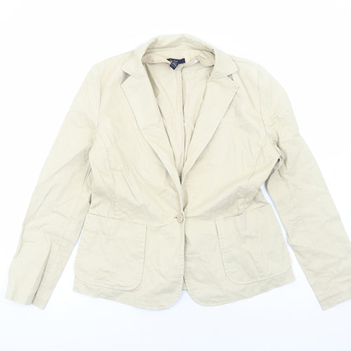 Gap Womens Beige Jacket Blazer Size L Button