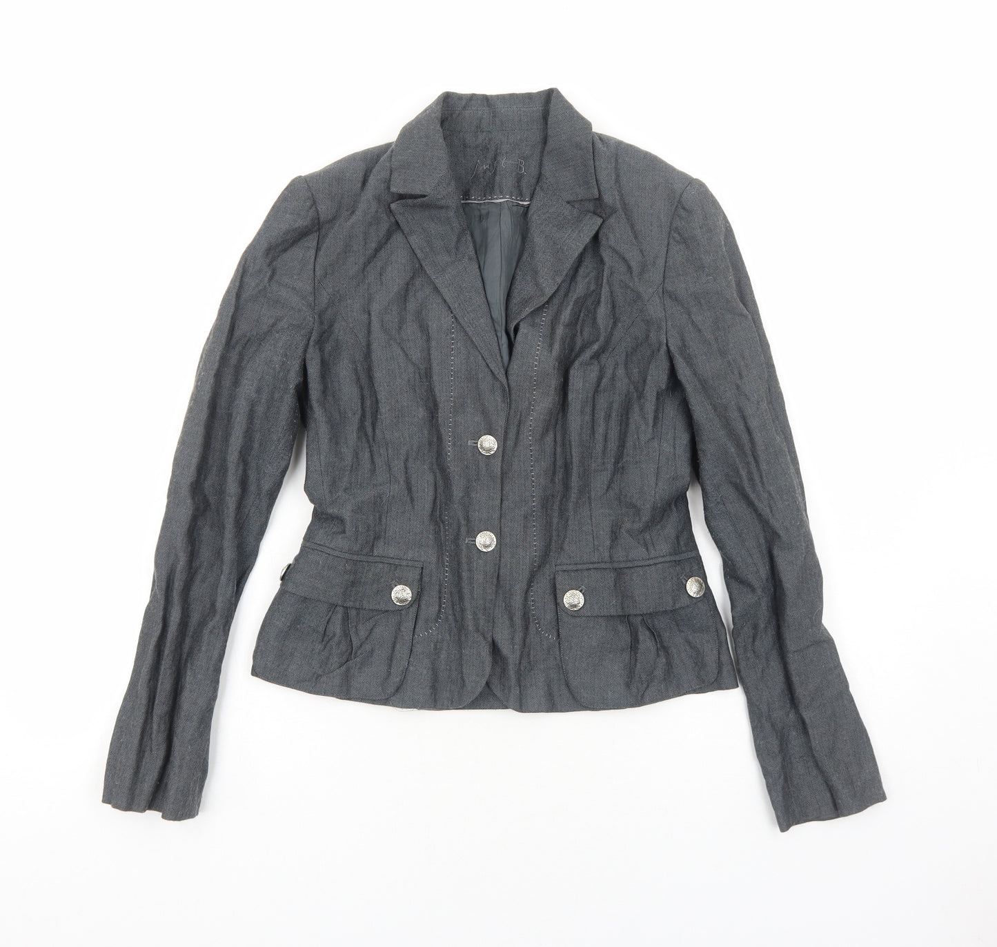 Just B Womens Grey Jacket Blazer Size S Button
