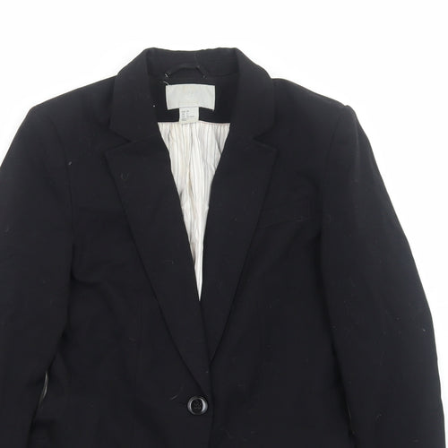 H&M Womens Black Polyester Jacket Blazer Size 6