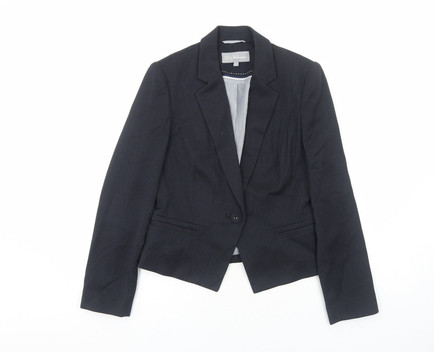 Marks and Spencer Womens Blue Polyester Jacket Blazer Size 10