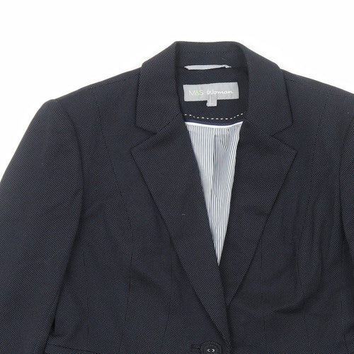 Marks and Spencer Womens Blue Polyester Jacket Blazer Size 10