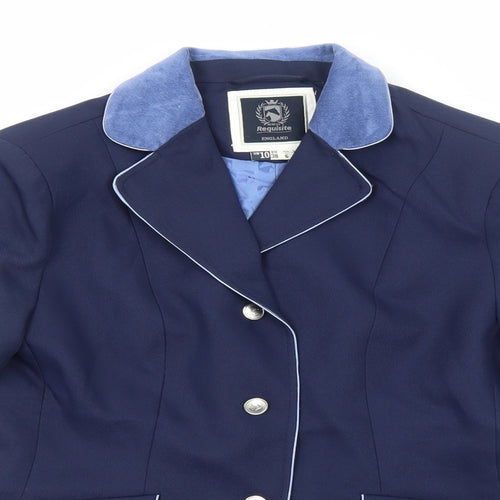 Requisite Womens Blue Polyester Jacket Blazer Size 10