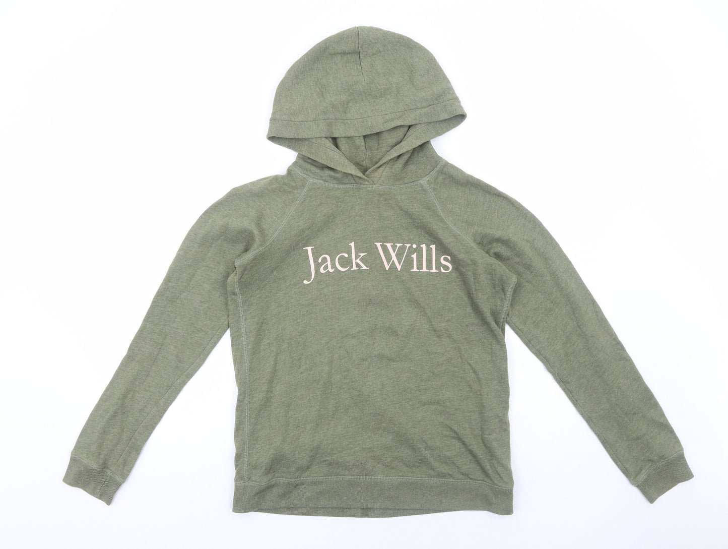 Jack Wills Womens Green Cotton Pullover Hoodie Size 10 Pullover