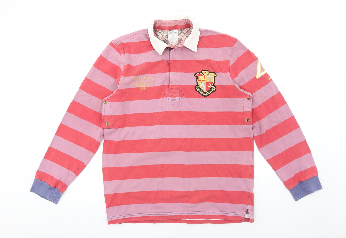 Joules Mens Pink Striped Cotton Polo Size M Collared Button