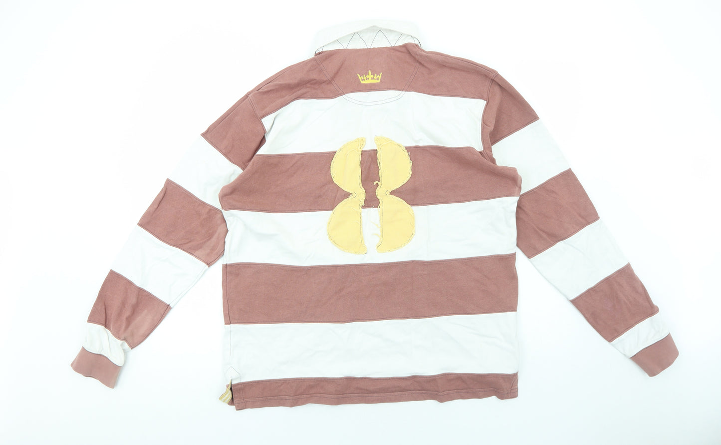 Lazy Jacks Mens White Striped Cotton Polo Size M Collared Button