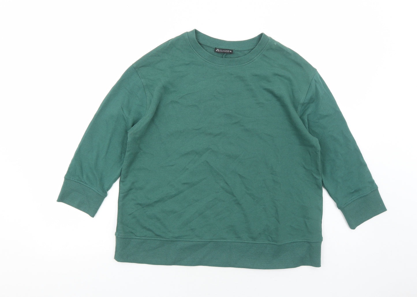 Zara Womens Green Cotton Pullover Sweatshirt Size S Pullover