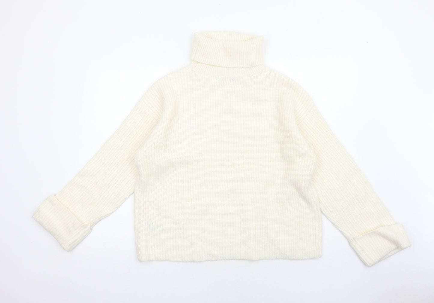 Marks and Spencer Womens Ivory Roll Neck Polyamide Pullover Jumper Size M