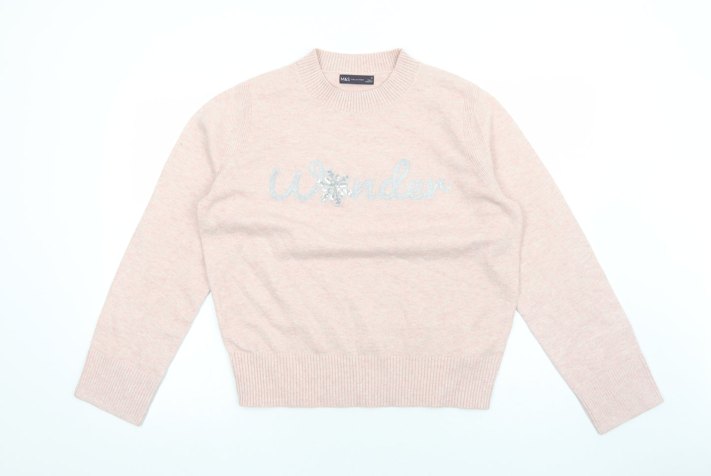 Marks and Spencer Womens Pink Round Neck Acrylic Pullover Jumper Size M